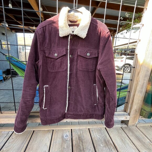 Marine Layer Boise Burgundy Corduroy Trucker Jacket Sherpa Lined – Medium - Picture 4 of 5